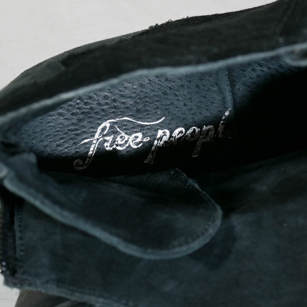 Free People Caldera Ankle Boot 37 Front Zip Black Calf Hair Suede Western - Picture 4 of 5